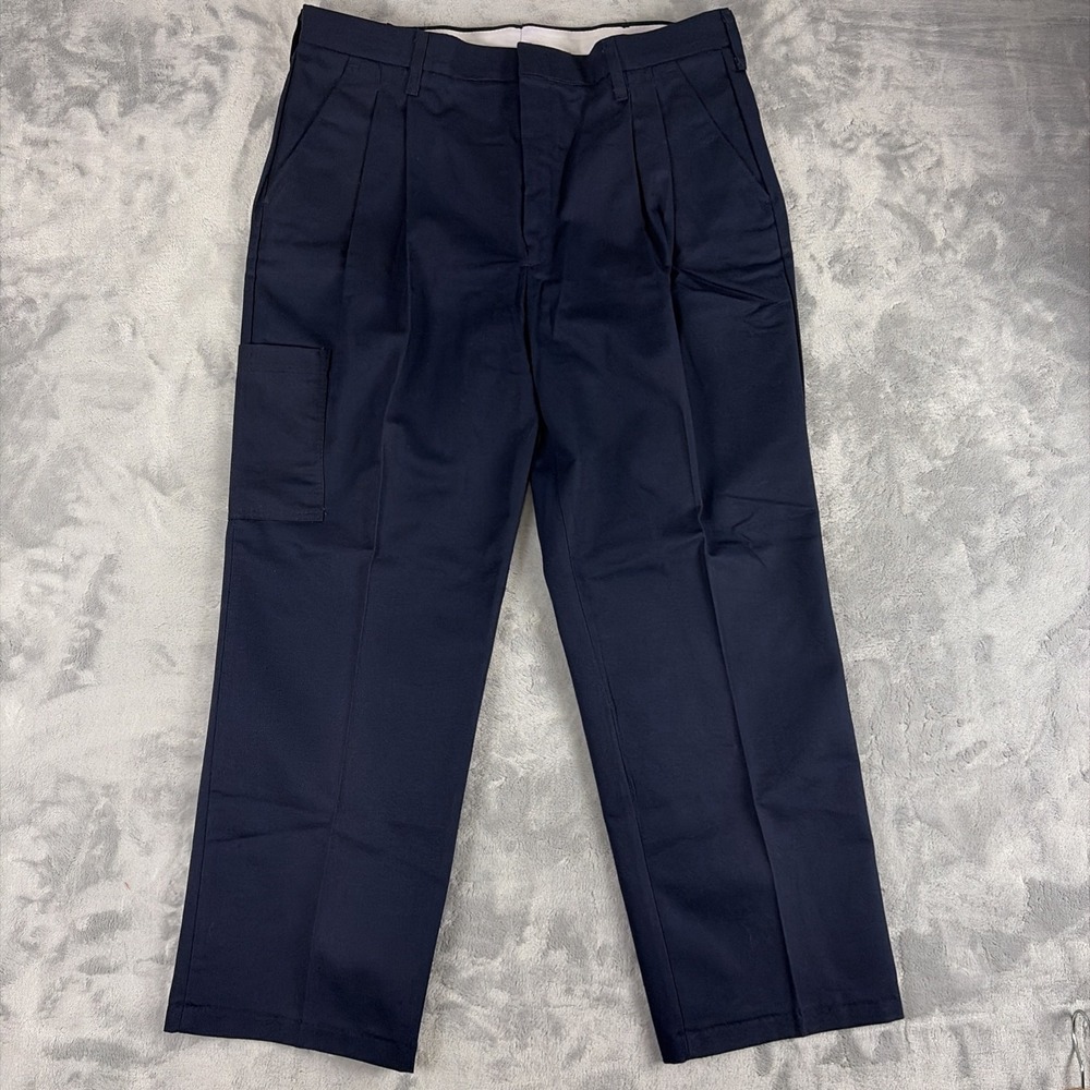 Red Kap Pants Mens 38x29 Blue Industrial Work Wear Uniform PT38NV1 Pleated NWT